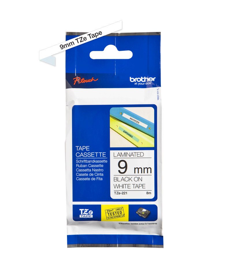 Genuine Brother TZe-221 Labelling Tape – Black on White, 9mm wide 3